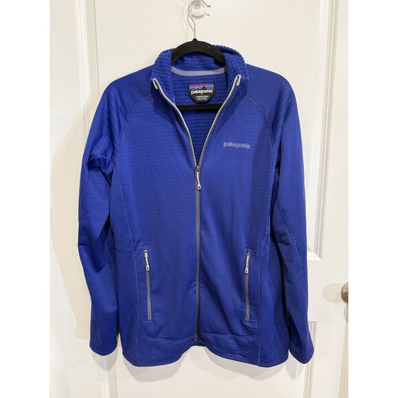 Patagonia Tops - Patagonia R Series Full Zip Blue Grid Fleece Jacket Womens Size Large